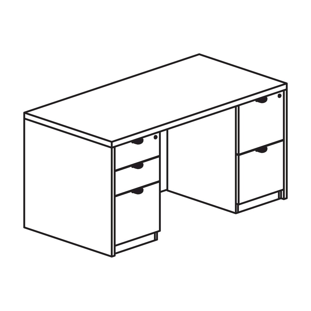 Lorell Prominence 2.0 Double-Pedestal Desk - 1" Thickness Top, 29" Height x 60" Width x 30" Depth - Total Drawer(s): 5 - Double Pedestal on Left/Right Side - Band Edge - Material: Particleboard - Fini. Picture 5