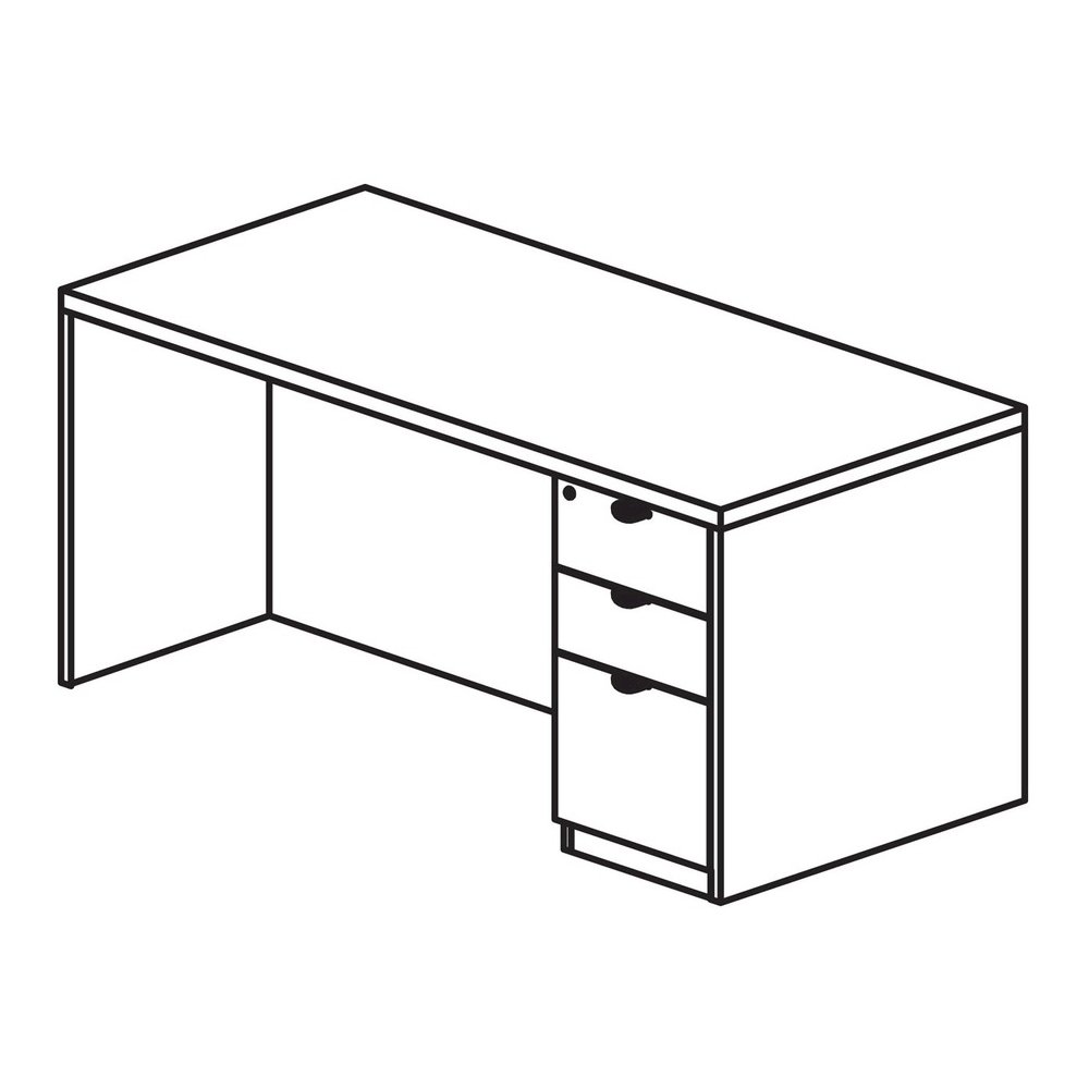 Lorell Prominence 2.0 Right-Pedestal Desk - Rectangle - 1" Thickness Top, 29" Height x 60" Width x 30" Depth - Total Drawer(s): 3 - Single Pedestal on Right Side - Band Edge - Material: Particleboard . Picture 5