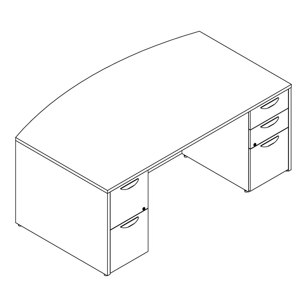 Lorell Prominence 2.0 Bowfront Double-Pedestal Desk - 1" Top, 72" x 42"29" - 5 x File, Box Drawer(s) - Double Pedestal - Band Edge - Material: Particleboard - Finish: Mahogany Laminate, Thermofused Me. Picture 5