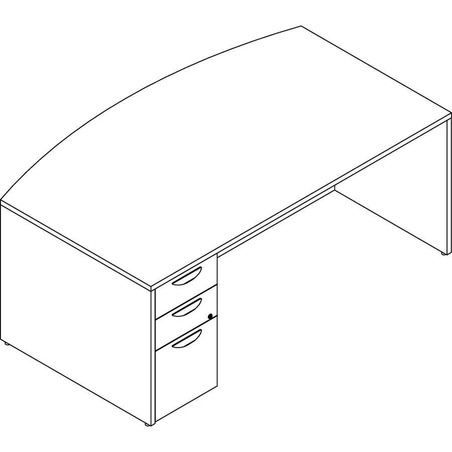 Lorell Prominence 2.0 Bowfront Left-Pedestal Desk - 1" Top, 72" x 42"29" - 3 x File, Box Drawer(s) - Single Pedestal on Left Side - Band Edge - Material: Particleboard - Finish: Mahogany Laminate, The. Picture 5