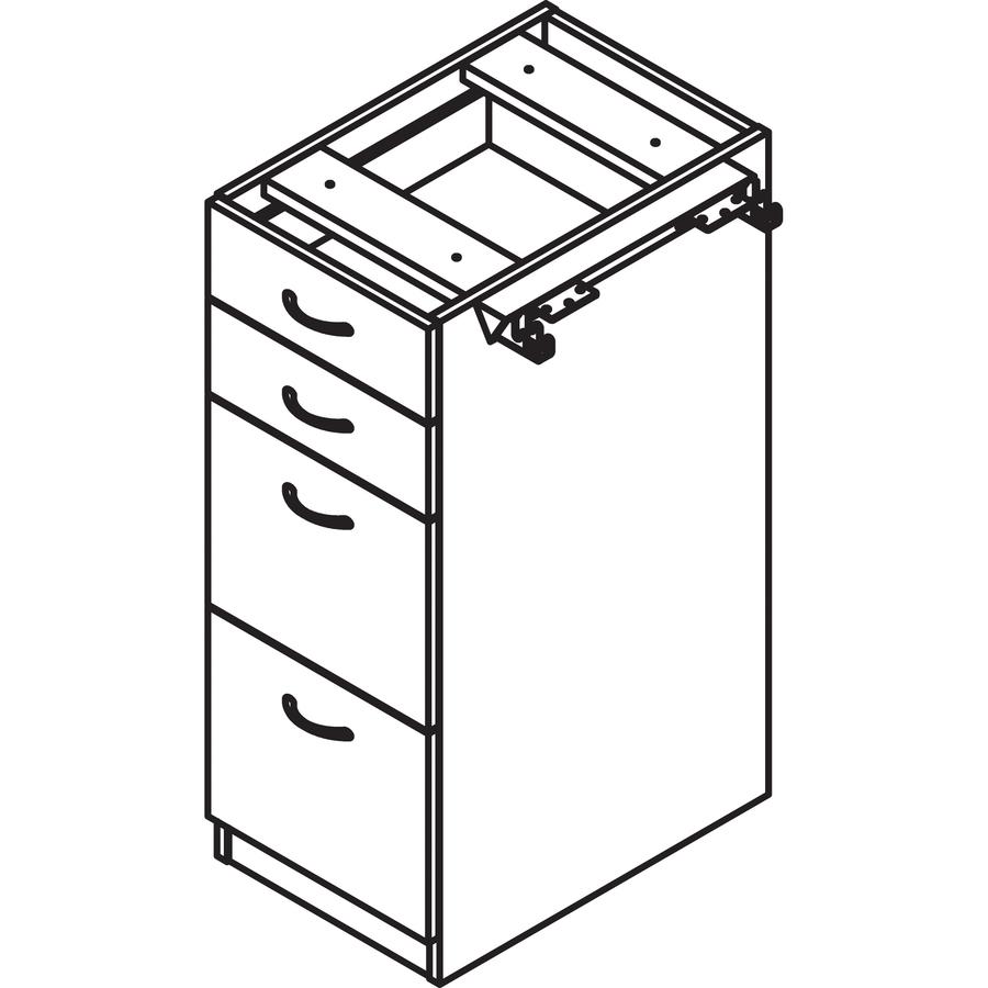 Lorell Relevance Series 4-Drawer File Cabinet - 40.4" Height x 15.5" Width x 23.6" Depth - Total Drawer(s): 4 - Finish: Mahogany, Laminate - 1 Each. Picture 7