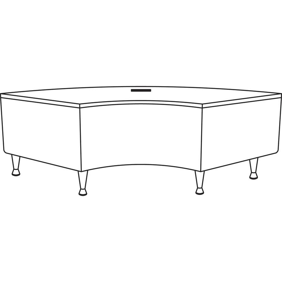 Lorell Fuze Modular Series Lounge Connector Unit - Four-legged Base - Black - Mahogany, Leather, Aluminum - 1 Each. Picture 4