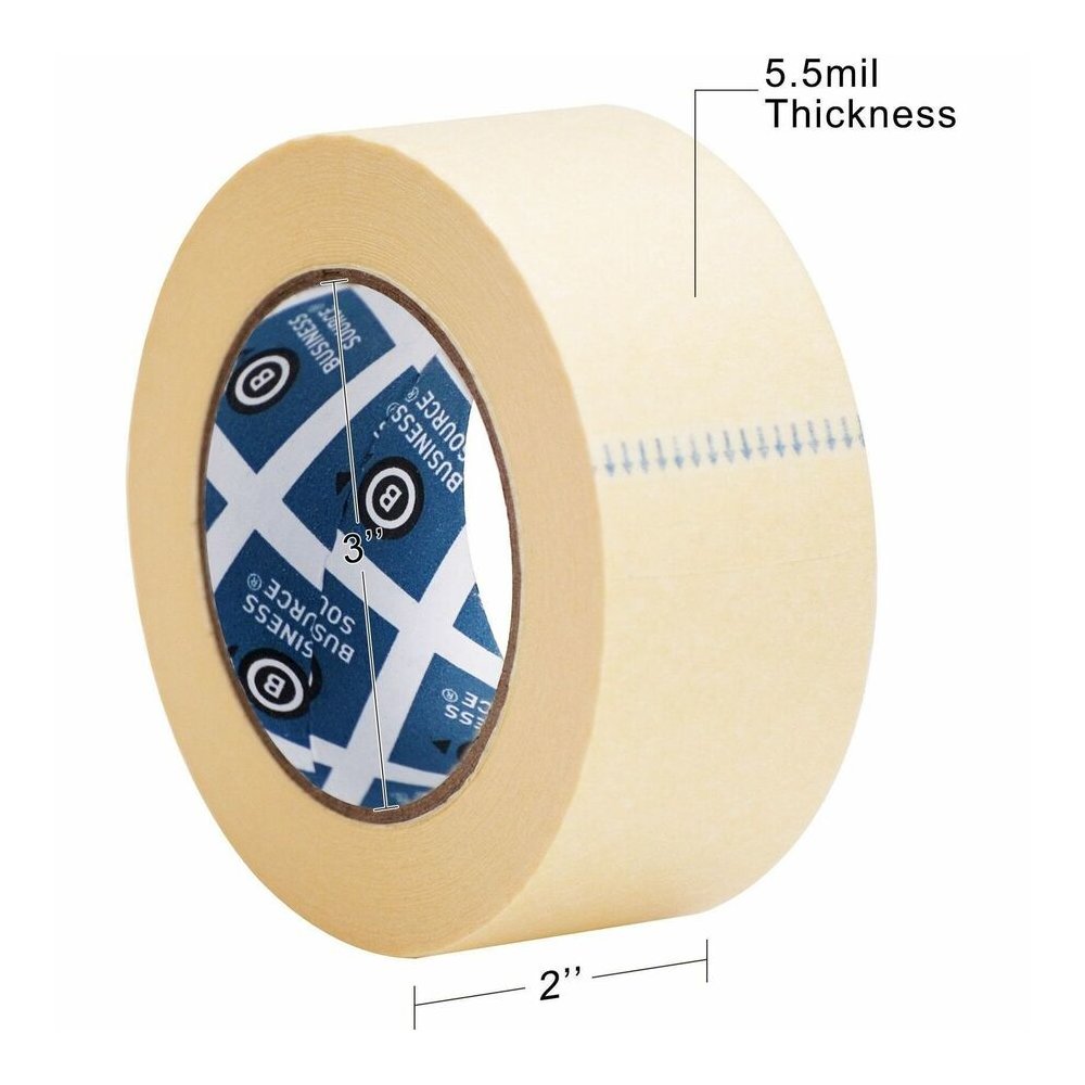 Business Source Utility-purpose Masking Tape - 60 yd Length x 2" Width - 3" Core - Tan - Crepe Paper Backing - For Bundling, Holding, Sealing, Masking - 6 / Pack. Picture 7