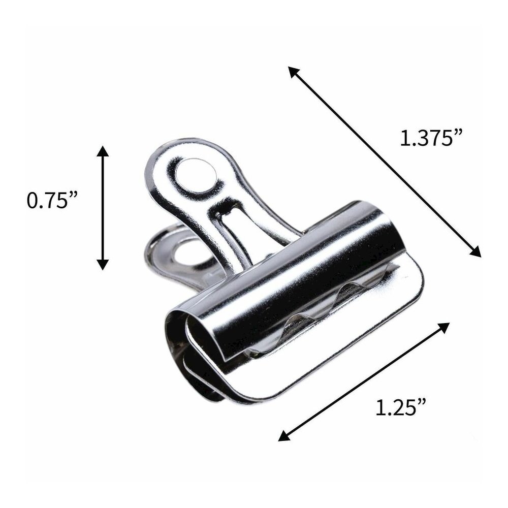Business Source Bulldog Grip Clips - No. 1 - 1.3" Width - for Paper - Heavy Duty - Silver - 36 / Box. Picture 9