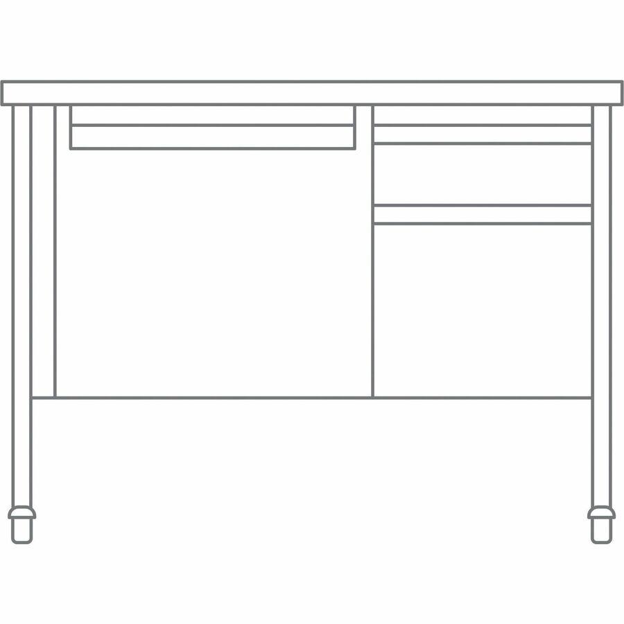 Lorell Fortress Series 48" Mobile Right-Pedestal Teachers Desk - 29.5" Height x 48" Width x 30" Depth - Single Pedestal on Right Side - T-mold Edge - Finish: Walnut Laminate - Durable, Scratch Resista. Picture 7