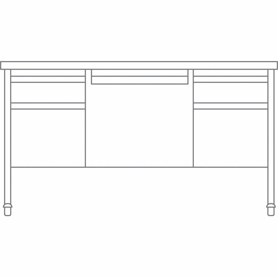 Lorell Fortress Series Mobile Double-Pedestal Teachers Desk - 29.5" Height x 60" Width x 30" Depth - Double Pedestal - T-mold Edge - Finish: Gray - 1 Each. Picture 6