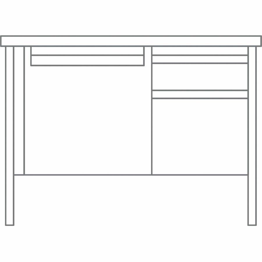 Lorell Fortress Series 45-1/2" Right Single-Pedestal Desk - 45.5" x 24"29.5" , 1.1" Top - Box, File Drawer(s) - Single Pedestal on Right Side - Square Edge. Picture 10