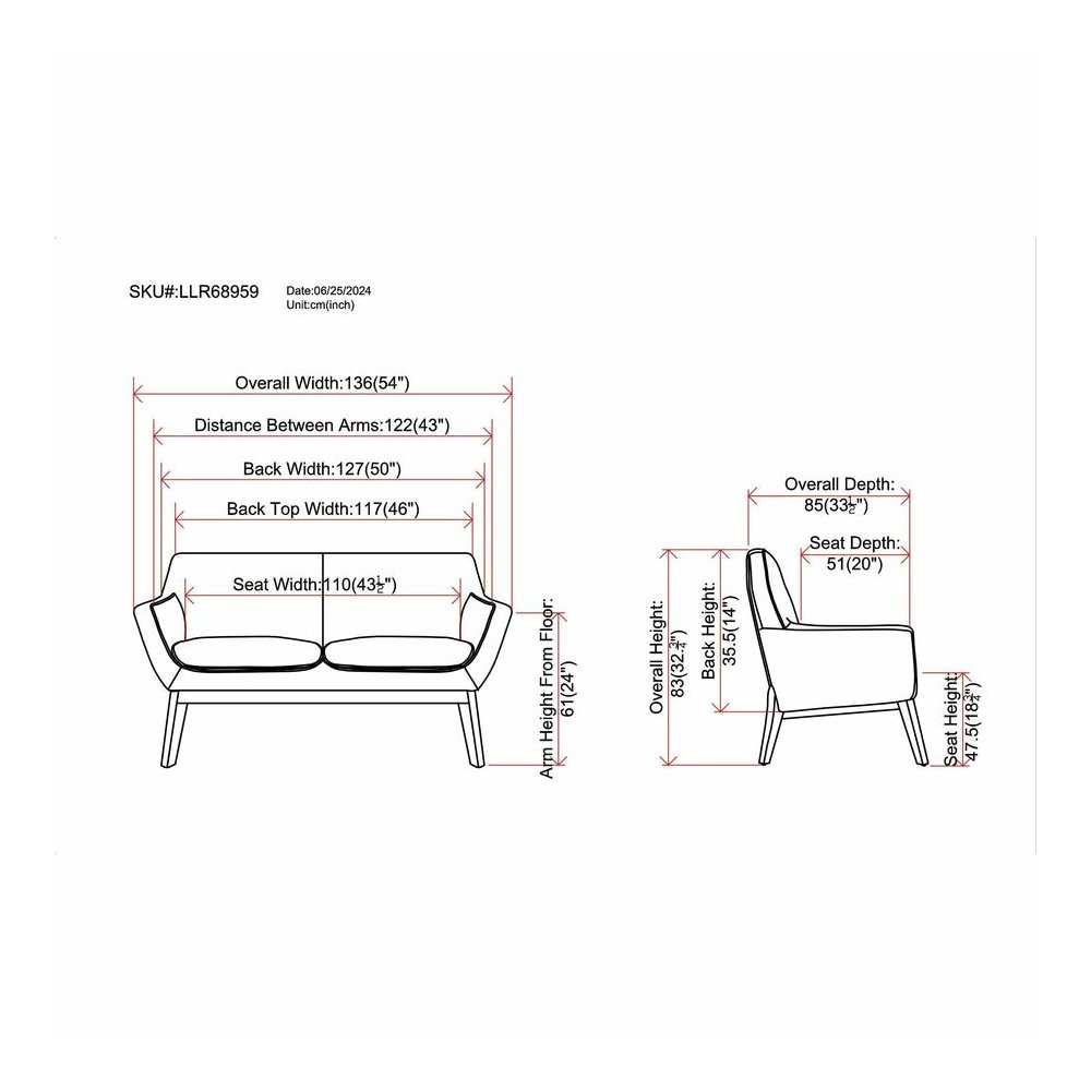 Lorell Quintessence Collection Loveseat - 32.8" Height x 19.8" Width x 53.1" Length - Finish: Black - 1 Each. Picture 8