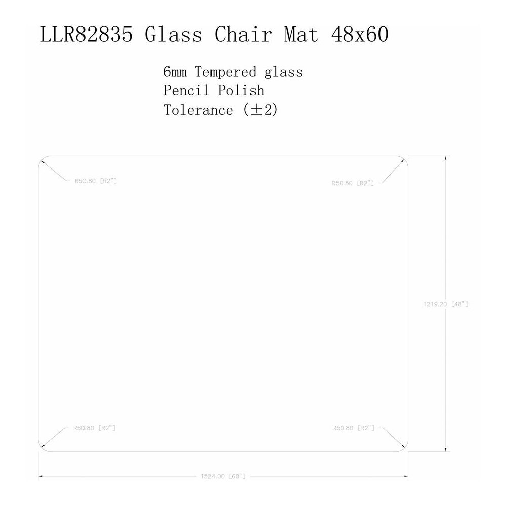 Lorell Tempered Glass Chairmat - Carpet, Hardwood Floor, Marble, Hard Floor - 60" Length x 48" Width x 0.250" Thickness - Rectangular - Tempered Glass - Clear - 1 Each. Picture 4