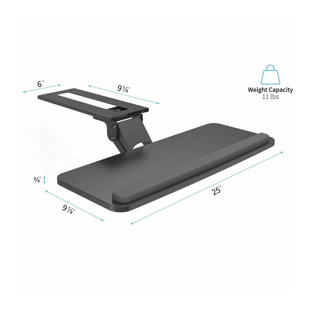 Lorell Universal Keyboard Tray - 5" Height x 10.9" Width - Black - 1 Each. Picture 9