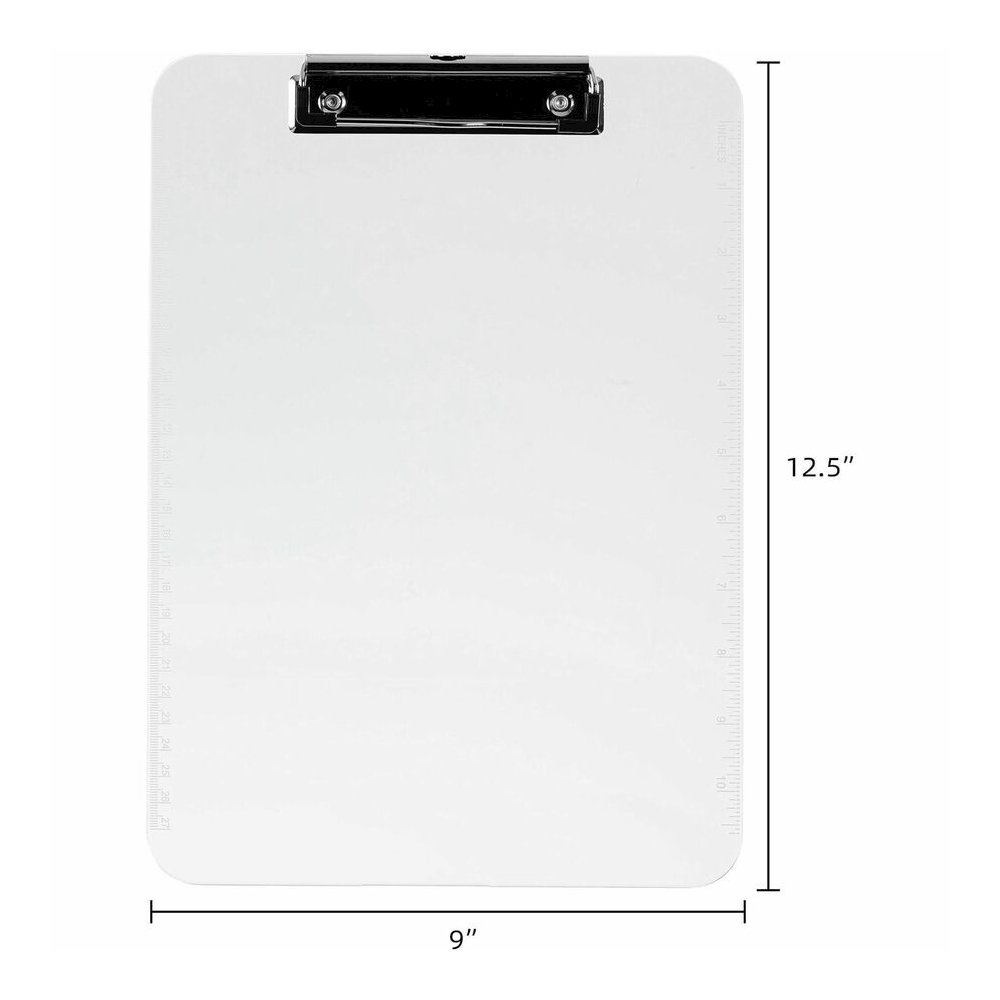 Business Source Flat Clip Clipboard - 9" x 12" Sheet Size - Plastic - Clear - 1 Each. Picture 6