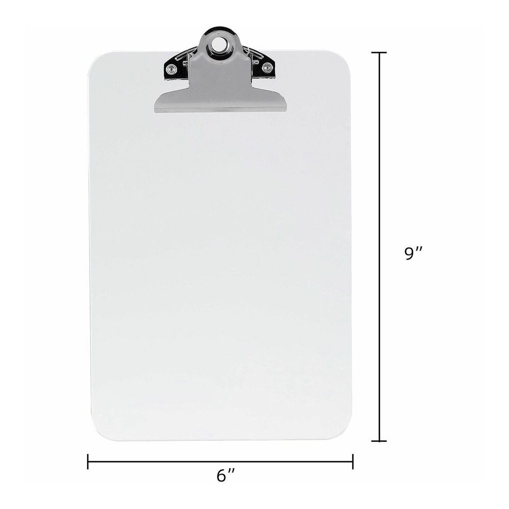Business Source Plastic Clipboard - 6" x 9" Sheet Size - Spring Clip - Plastic - Clear - 12 / Box. Picture 6