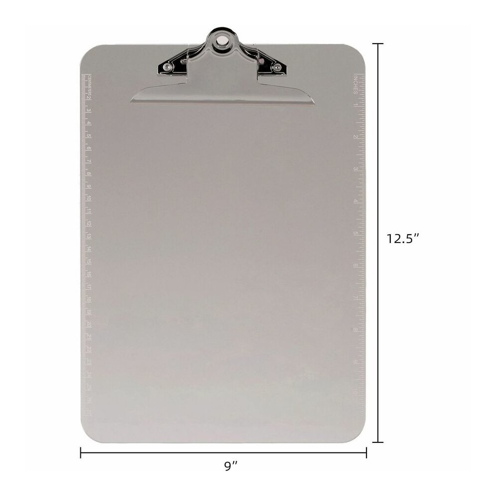 Business Source Spring Clip Plastic Clipboard - 8 1/2" x 11" Sheet Size - Spring Clip - Plastic - Smoke - 12 / Box. Picture 6