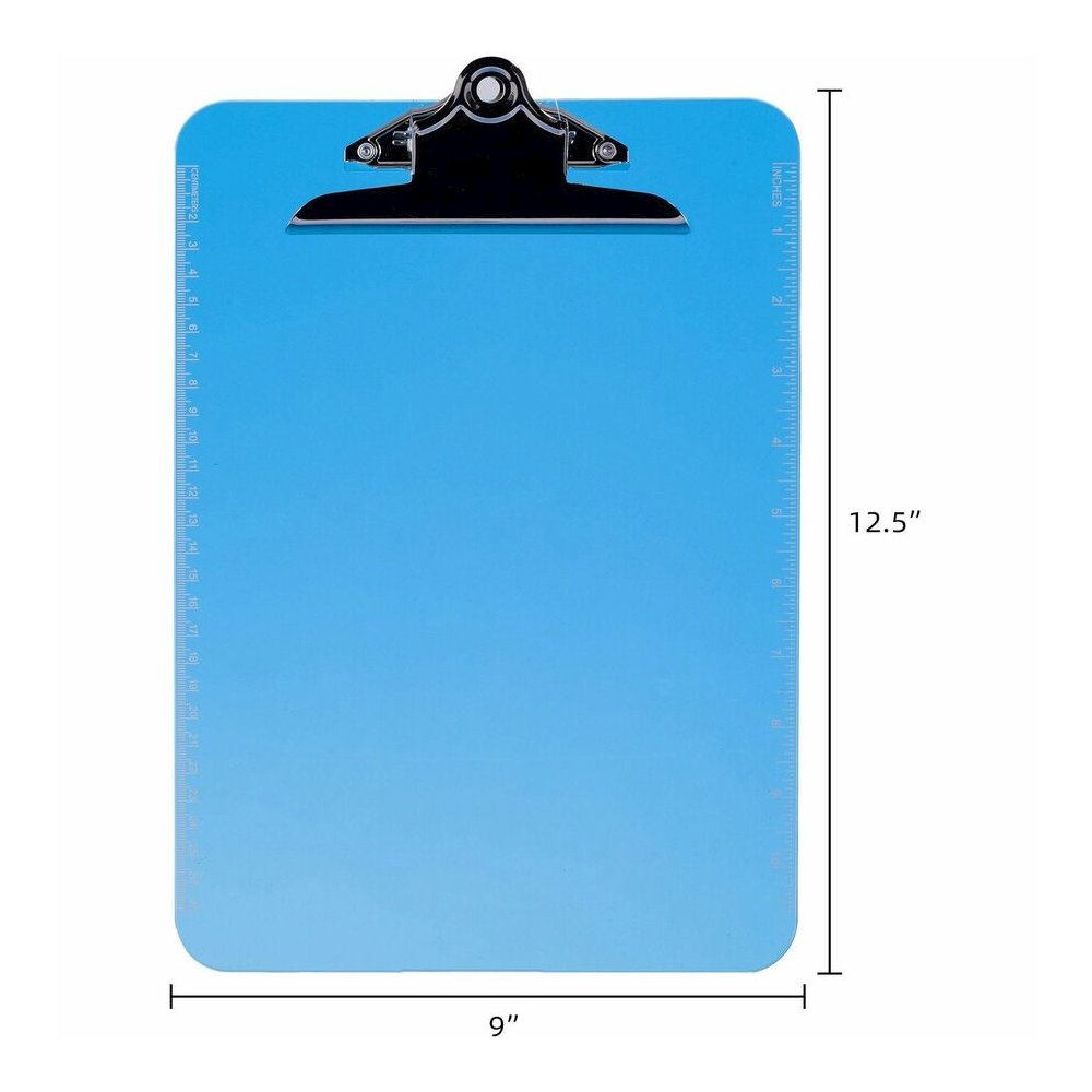 Business Source Spring Clip Plastic Clipboard - 8 1/2" x 11" Sheet Size - Spring Clip - Plastic - Blue - 12 / Box. Picture 6