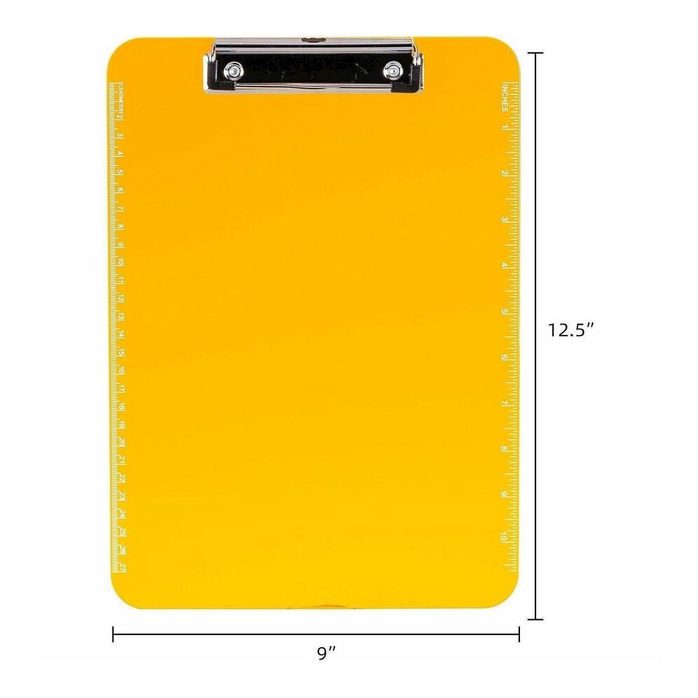 Business Source Flat Clip Clipboard - 9" x 12" Sheet Size - Plastic - Neon Orange - 6 / Bundle. Picture 6