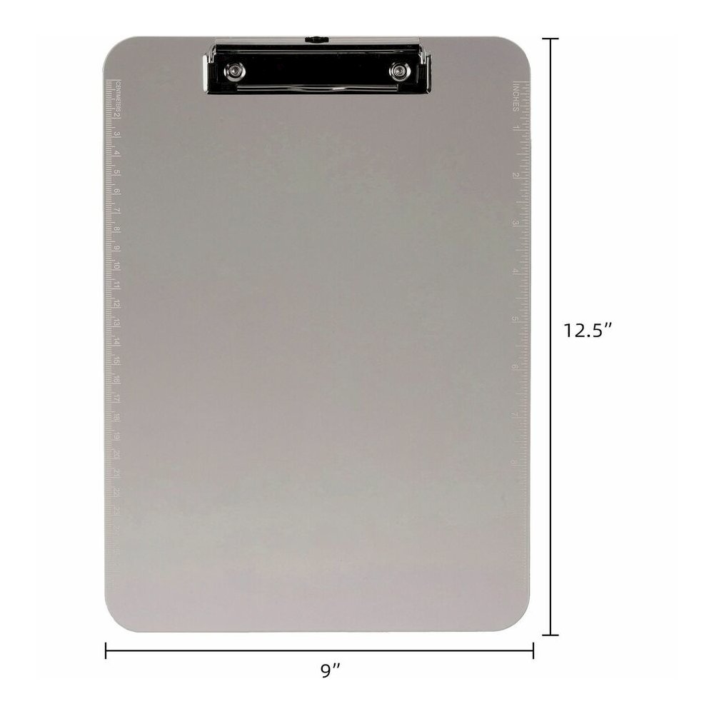 Business Source Flat Clip Plastic Clipboard - 9" x 12" Sheet Size - Plastic - Smoke - 6 / Bundle. Picture 6