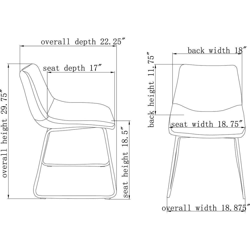 Lorell Sled Guest Chairs - Tan Bonded Leather Seat - Mid Back - Sled Base - Tan - Bonded Leather - 2 / Carton. Picture 4