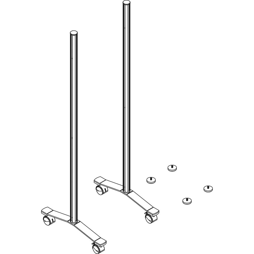 Lorell Adaptable Panel Legs for 50"H Configuration - 18.75" Width x 2" Depth x 48.37" Height - Caster - Aluminum - Silver - 1 Set. Picture 11