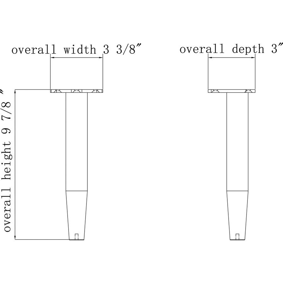 Lorell Contemporary Reception Collection Single Metal Bases - 1.5" Height x 4.5" Width x 9.8" Depth - Material: Metal - Finish: Gray - For Meeting - 1 Set. Picture 3