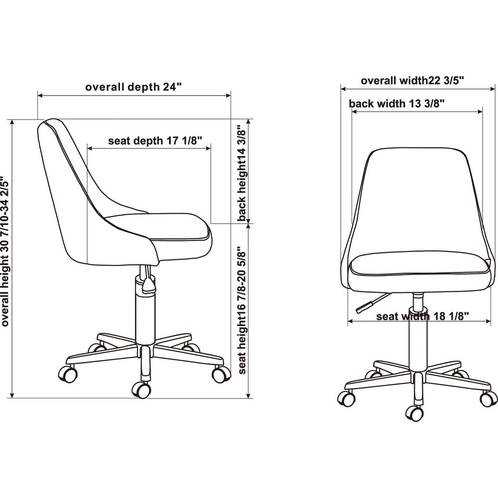 Lorell Resimercial Low-back Task Chair with Arms - 22.5" x 24.4"31.5" - Material: Fabric - Finish: Gray. Picture 7