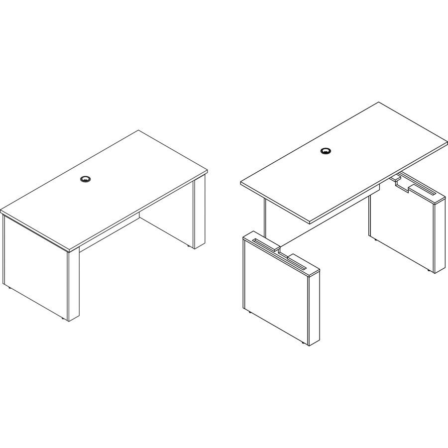 Lorell Essentials Series Sit-to-Stand Desk Shell - 0.1" Top, 1" Edge, 60" x 29"49" - Finish: Weathered Charcoal. Picture 8