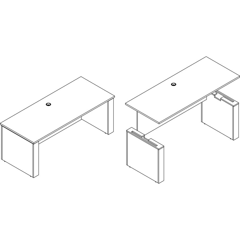 Lorell Essentials Series Sit-to-Stand Desk Shell - 0.1" Top, 1" Edge, 72" x 29"49" - Finish: Cherry - Laminate Table Top. Picture 3