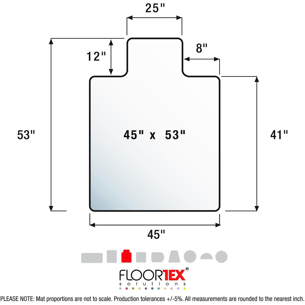 Floortex Advantagemat Black&reg; Vinyl Lipped Chair Mat for Carpets - 45" x 53" - Carpeted Floor - 53" Length x 45" Width x 0.090" Depth x 0.090" Thickness - Lip Size 25" Length x 12" Width - Lipped -. Picture 9
