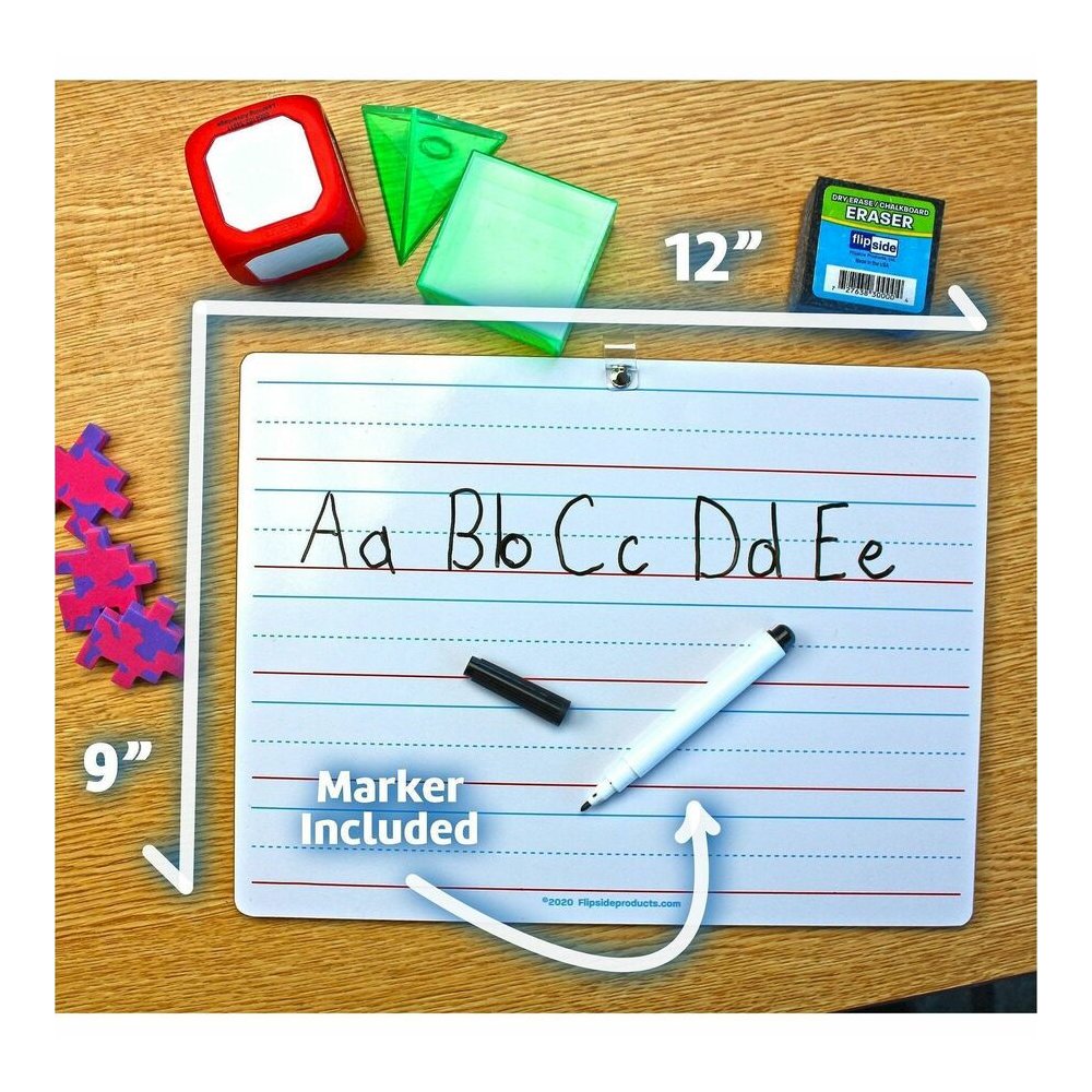 Flipside 2-sided Dry Erase Board Sets - 12" (1 ft) Width x 9" (0.8 ft) Height - White Hardboard Surface - Rectangle - Desktop, Lap - 12 / Pack. Picture 7