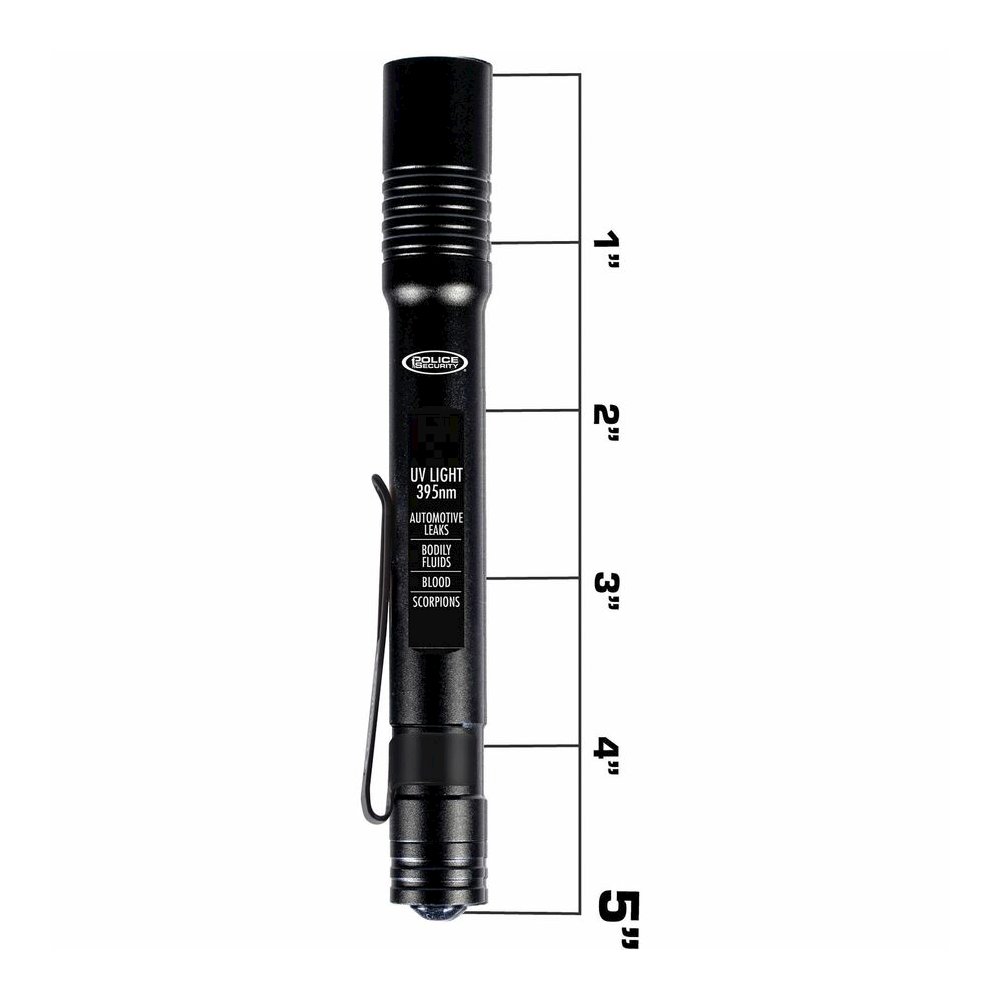 Police Security Ultraviolet Inspection Light - LED - 2 x AAA - Battery - Aluminum - Black - 1 Each. Picture 7