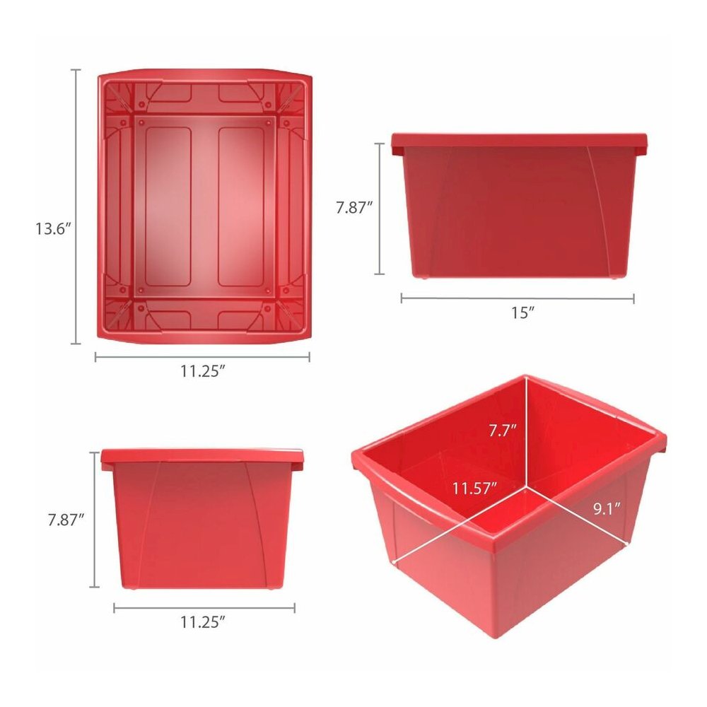 Storex 4-gallon Storage Bin - 7.87" Height x 11.25" Width x 13.63" Length - Handle, Impact Resistant, Sturdy, Drop Resistant - Assorted Bright - Plastic - 1 Each. Picture 7