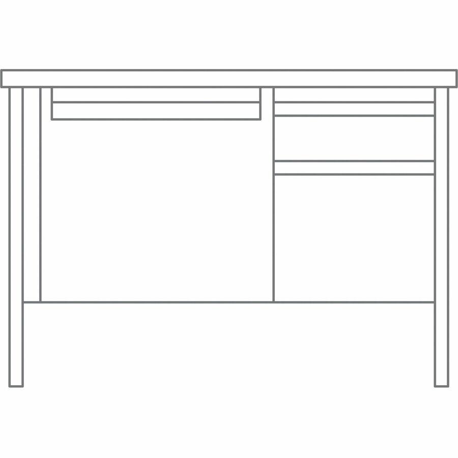 Lorell Fortress Series 48" Right-Pedestal Teachers Desk - 30" Height x 48" Width x 29.5" Depth, 0.8" Height Modesty Panel - Single Pedestal on Right Side - T-mold Edge - Material: Steel - Finish: Blac. Picture 4