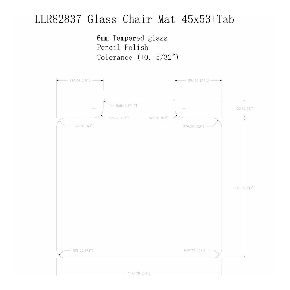 Lorell Tempered Glass Chairmat with Lip - Hardwood Floor, Carpet53" Width x 45" Depth - Lip Size 6" Length x 23" Width - Tempered Glass - Clear - 1 Each. Picture 4
