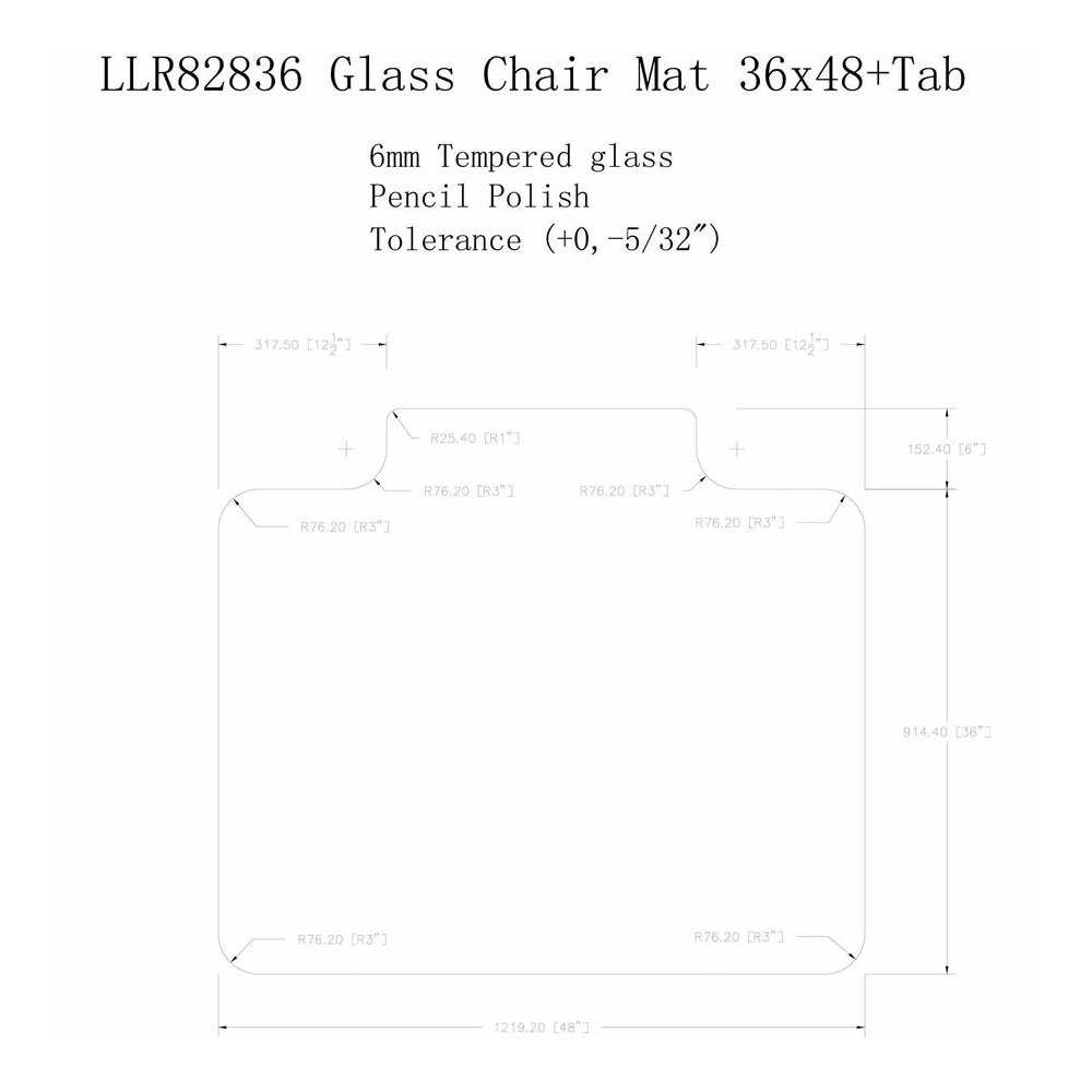 Lorell Tempered Glass Chairmat with Lip - Hardwood Floor, Carpet48" Width x 36" Depth - Lip Size 23" Length x 6" Width - Tempered Glass - Clear - 1 Each. Picture 4