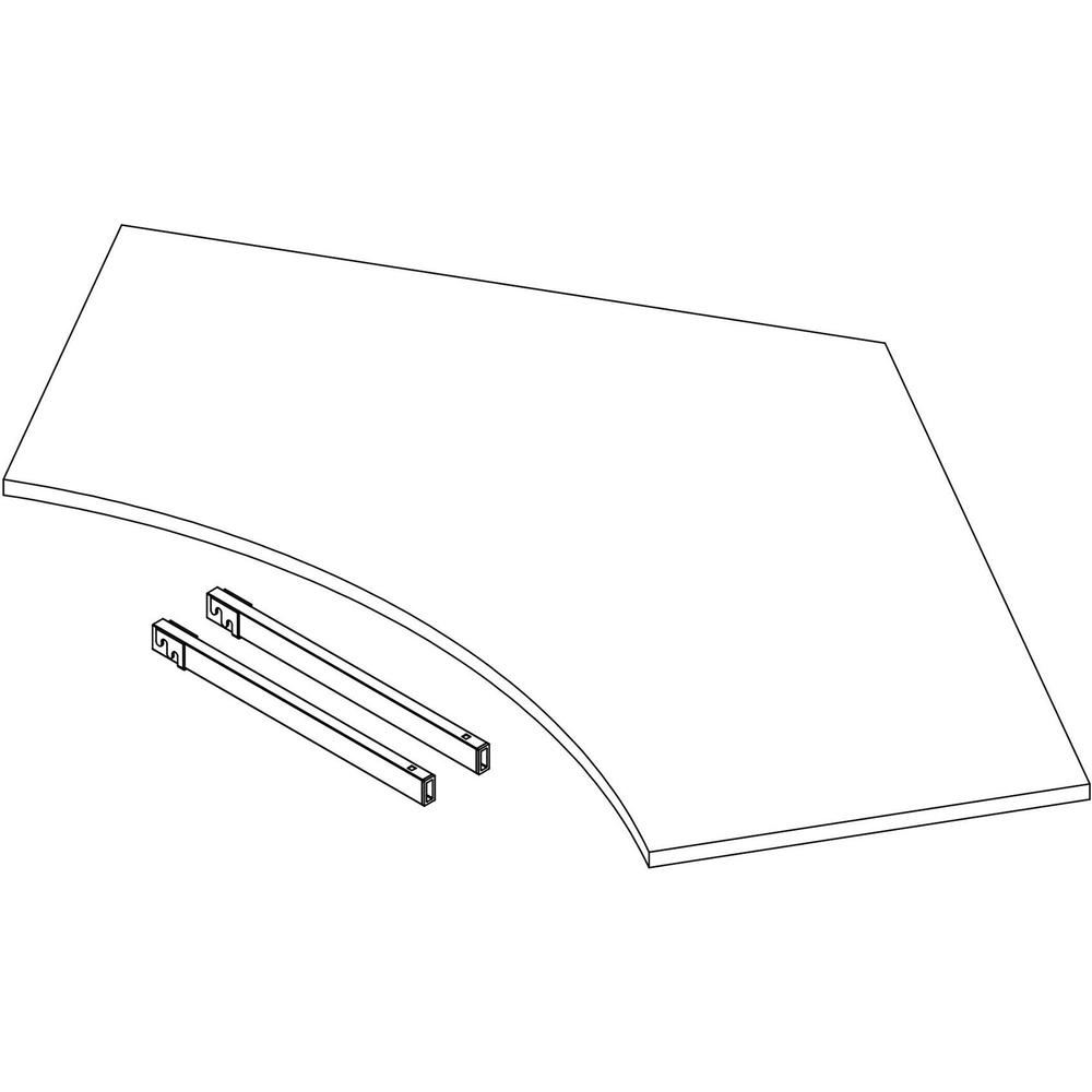 Lorell Relevance Series Curve Worksurface for 120 Workstations - Mahogany Rectangle Top - Contemporary Style - 47.25" Table Top Length x 34.13" Table Top Width x 1" Table Top ThicknessAssembly Require. Picture 2