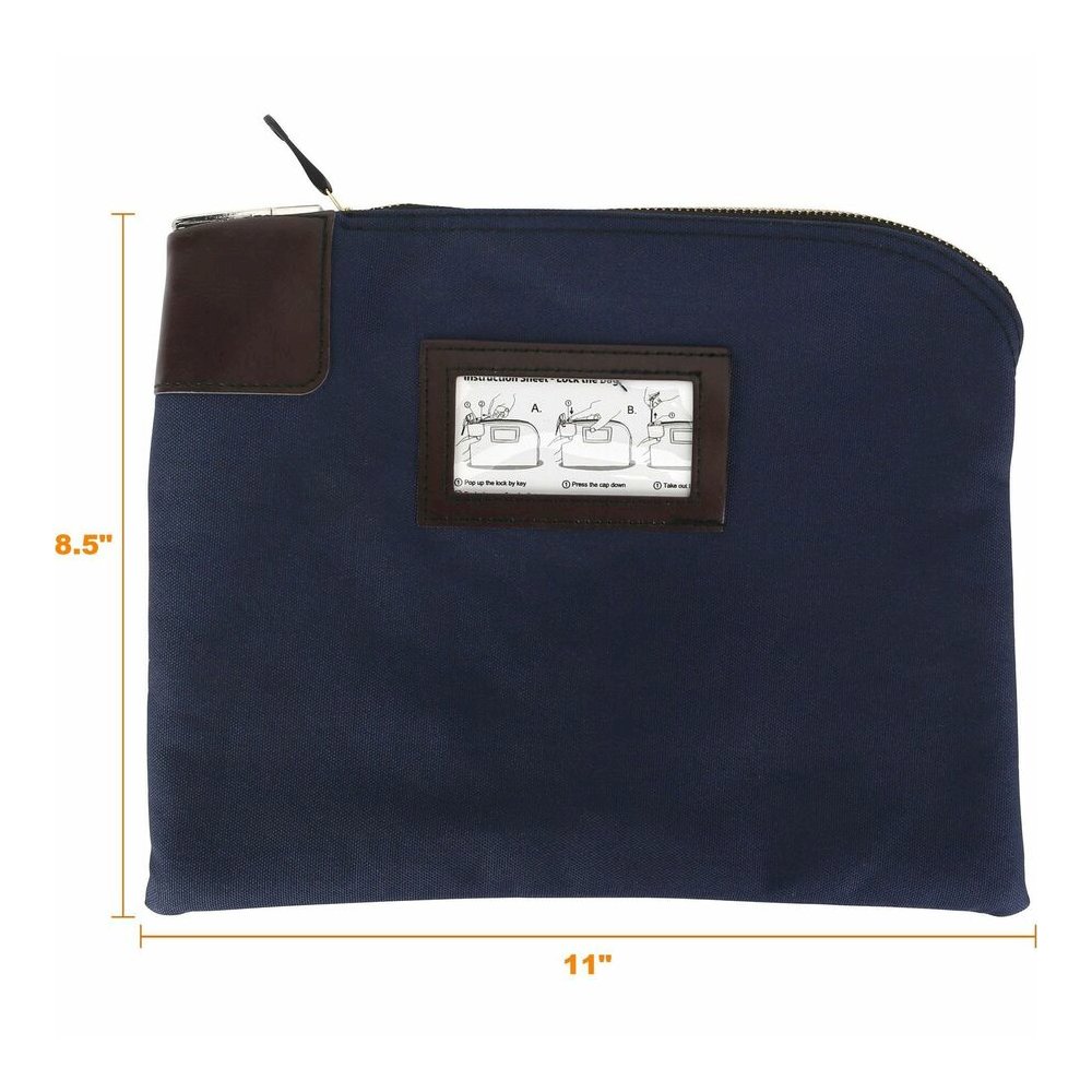 Sparco Locking Currency Bag - 11" Length x 8.50" Width - Navy - Coin, Currency, Document - 1 Pack. Picture 4