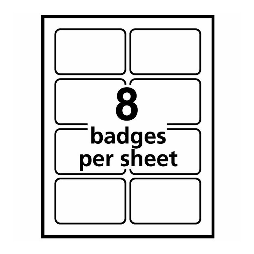 Avery&reg; Flexible Name Badges, 2-1/3" x 3-3/8" , Matte, 80ct (25395) - x 2 21/64" Width x 3 3/8" Length - Removable Adhesive - Rectangle - Inkjet, Laser - Matte - White - Film - 8 / Sheet - 10 Total. Picture 9
