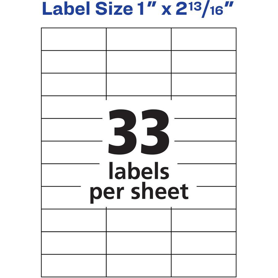 Avery&reg; Address Label - 3 2/5" Height x 9" Width x 11 1/5" Length - Permanent Adhesive - Rectangle - Matte White - Paper - 33 / Sheet - 500 Total Sheets - 16500 Total Label(s) - 1 Carton. Picture 5