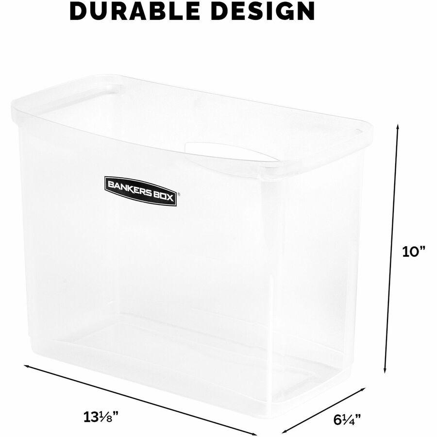 Bankers Box Portable Open Desktop File Box with Side Handles, 1 Each - Desktop - Hanging Rail, Handle, Durable - Clear - Polypropylene - 1 Each. Picture 11