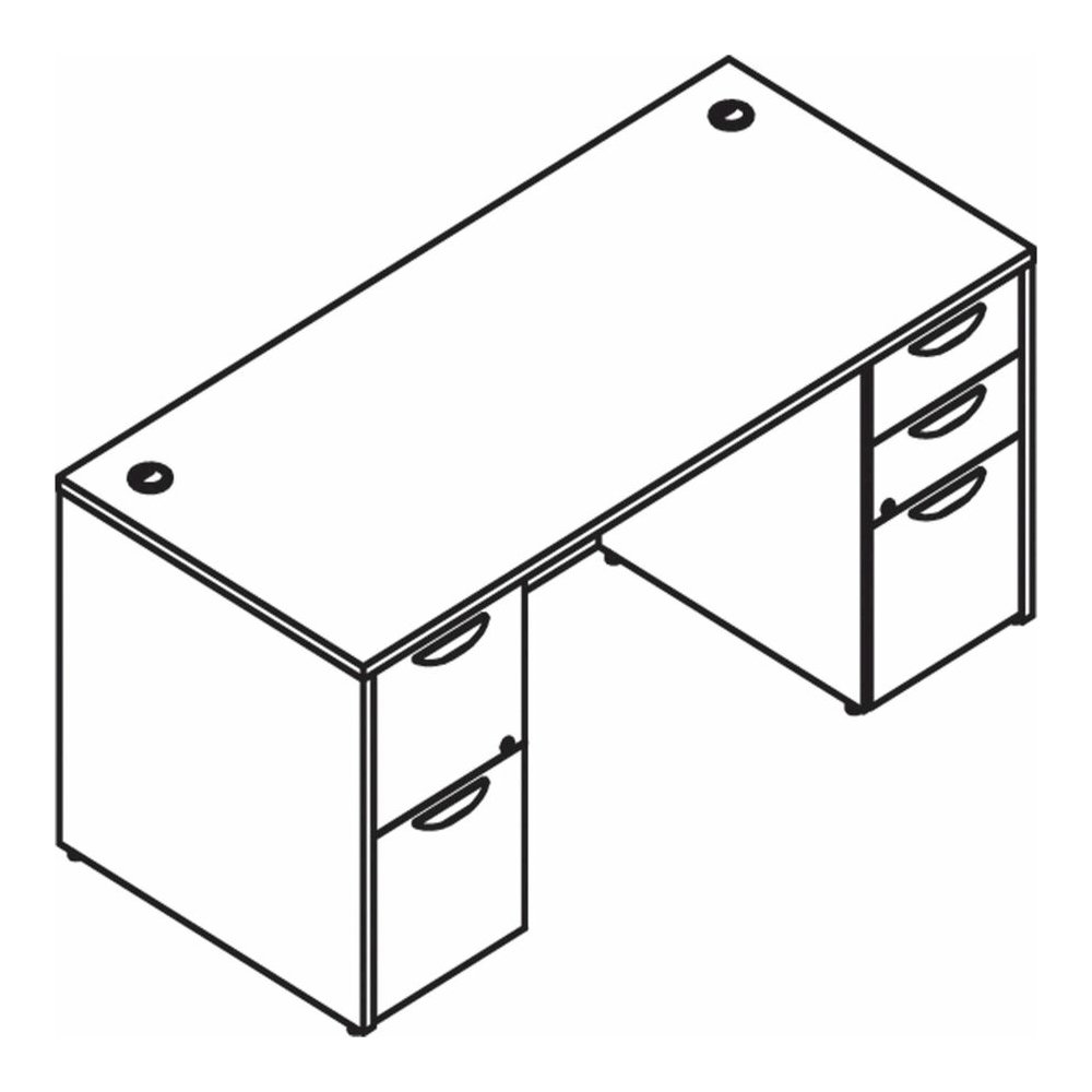 Lorell Prominence 2.0 Double-Pedestal Desk - Rectangle - 29" Height x 72" Width x 36" Depth, 1" Thickness Top - Total Drawer(s): 5 - Double Pedestal on Left/Right Side - Band Edge - Material: Particle. Picture 8