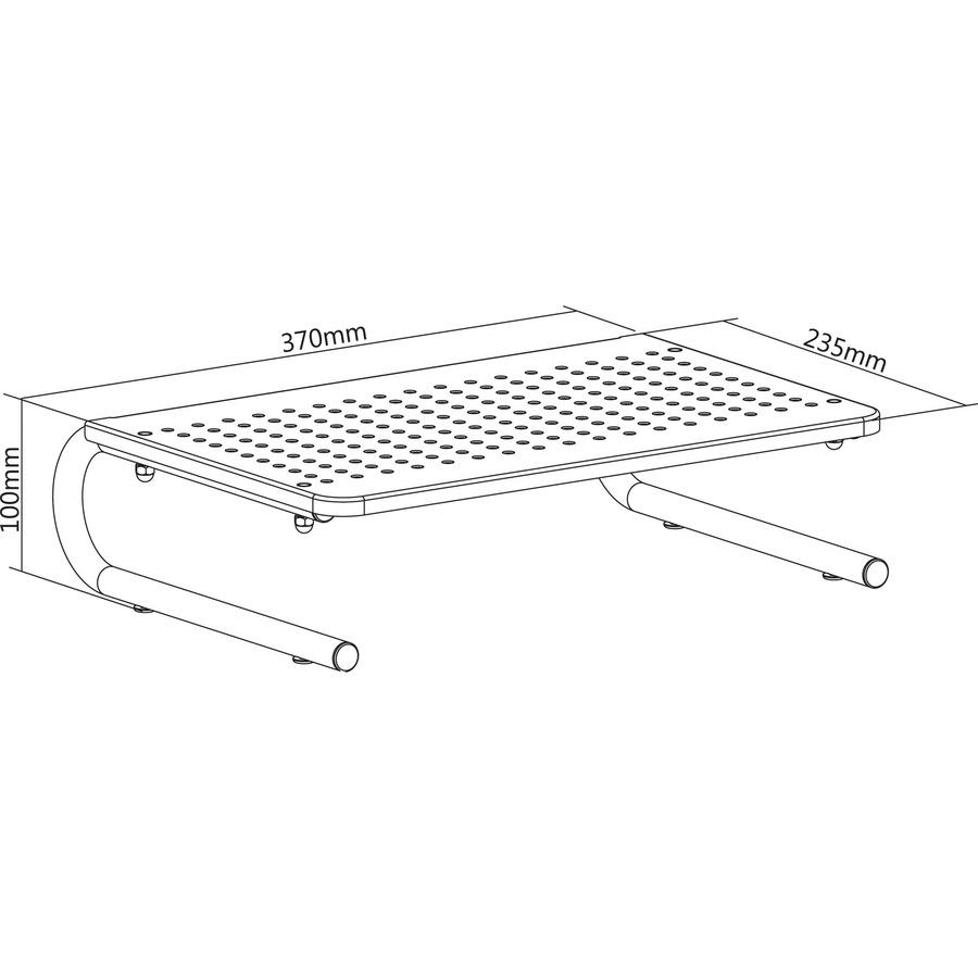 Lorell Monitor/Laptop Stand - 20 lb Load Capacity - 5.50" Height x 14.50" Depth - Desktop - Steel - Black - For Monitor, Notebook - Ventilated, Rubber Pad, Non-skid. Picture 6
