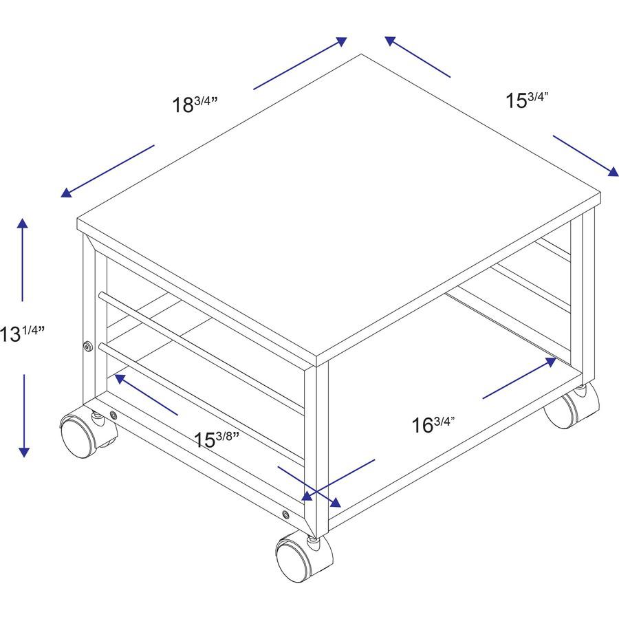 Lorell Underdesk Mobile Machine Stand - 150 lb Load Capacity - 13.20" Height x 18.70" Width x 15.70" Depth - Desk - Powder Coated - Metal, Laminate, Polyvinyl Chloride (PVC) - Charcoal, Black. Picture 16