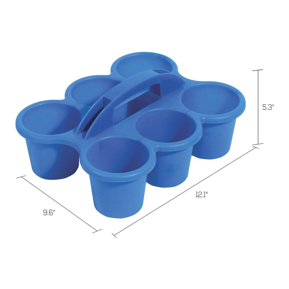 Deflecto Antimicrobial Kids 6 Cup Caddy - 6 Compartment(s) - 5.29" Height x 12.07" Width x 9.55" Depth - Lightweight, Portable, Antimicrobial, Easy to Clean, Handle, Stackable, Mildew Resistant - Blue. Picture 5