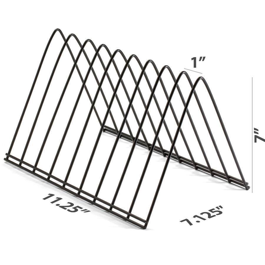 Officemate 93150 Triangular Wire File Sorter, Black - 7" Height x 7" Width x 11" DepthDesktop - Sturdy - Black - Steel Wire - 1 Each. Picture 3