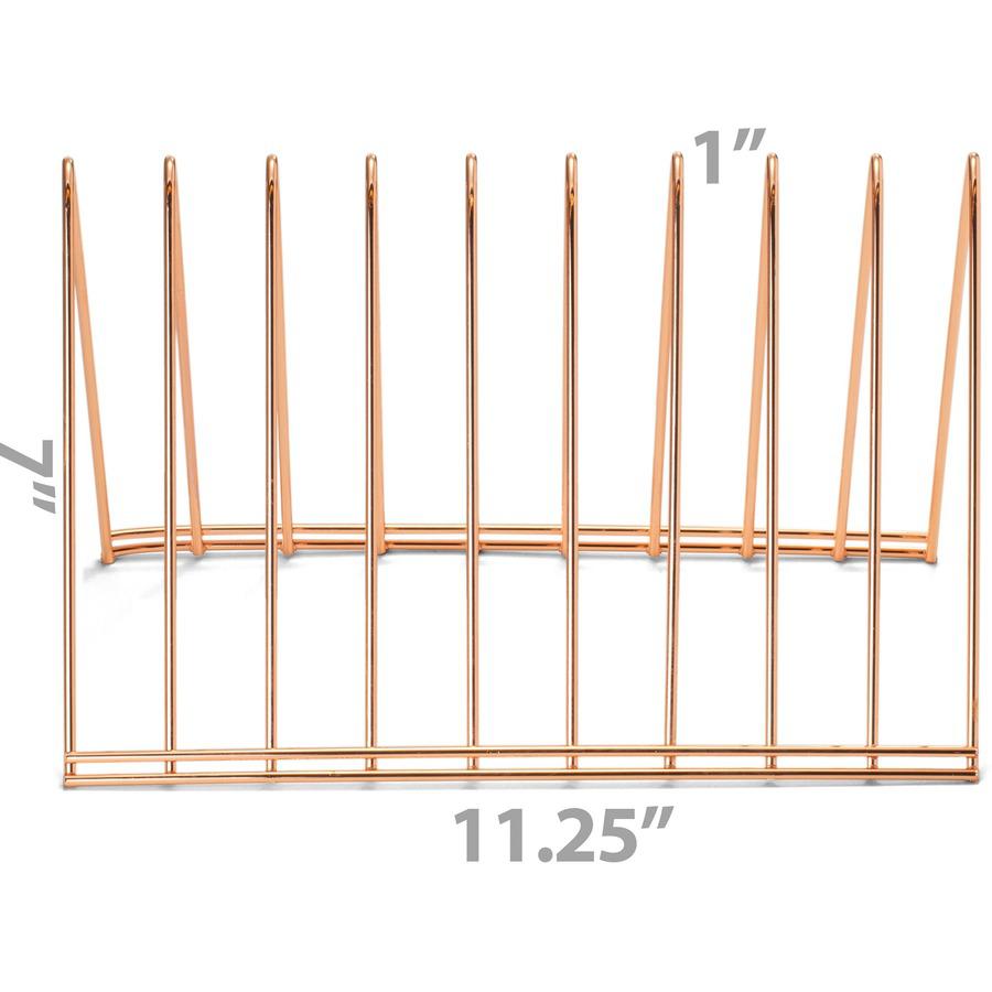 Officemate 93151 Triangular Wire File Sorter, Rose Gold - 7" Height x 7" Width x 11" DepthDesktop - Sturdy - Rose Gold - Steel Wire - 1 Each. Picture 4
