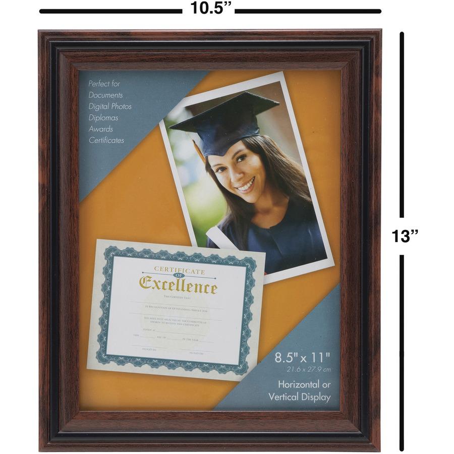 Advantus Certificate Frame - 8.50" x 11" Frame Size - Desktop - Vertical, Horizontal - Dust Resistant, Debris Resistant - Rosewood - 1 Each. Picture 5
