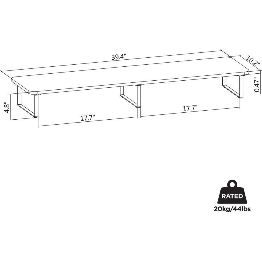 Lorell Quick-Install Monitor Laptop Riser - 4.80" Height x 39.40" Width x 10.20" Depth - Powder Coated - Steel, Particleboard, Silicone - Teak. Picture 8