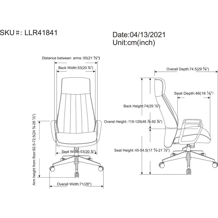 LYS High-Back Bonded Leather Chair - Black Bonded Leather Seat - Black Bonded Leather Back - High Back - Armrest - 1 Each. Picture 12