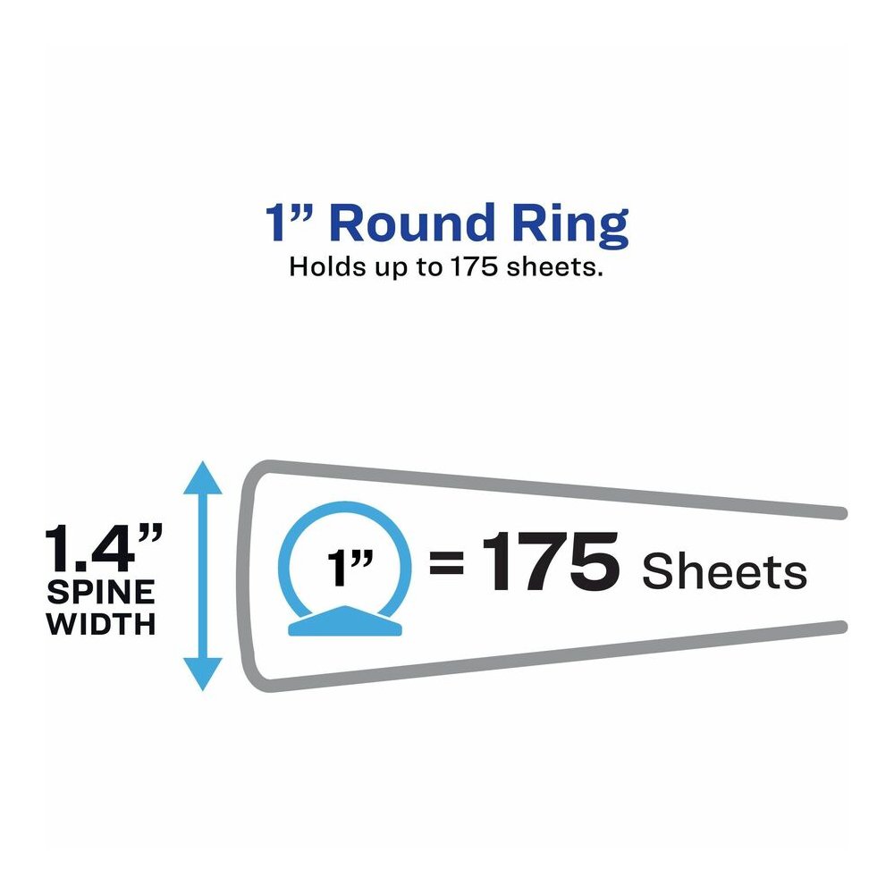 Avery&reg; Flexi-View 3 Ring Binder, 1 Inch Round Rings, 1 Blue Binder - 1" Binder Capacity - Letter - 8 1/2" x 11" Sheet Size - 175 Sheet Capacity - Fastener: Round Ring - Pocket: 1, Inside Back - Po. Picture 5