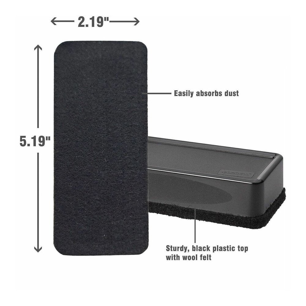 Lorell Dry-Erase Board Erasers - Black - 12 / Box. Picture 3