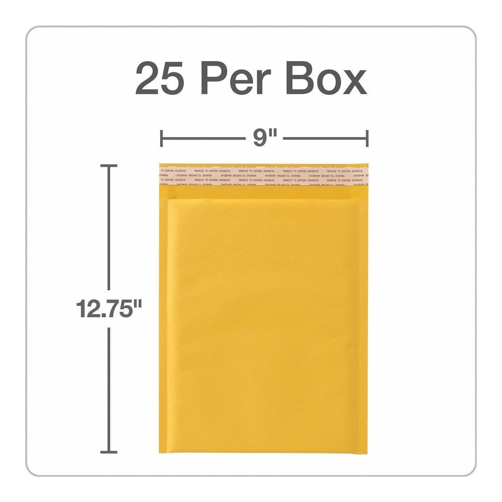 Quality Park Bubble Mailers - Bubble - 8 1/2" Width x 11" Length - Strip - Brown Kraft - 25 / Box. Picture 4